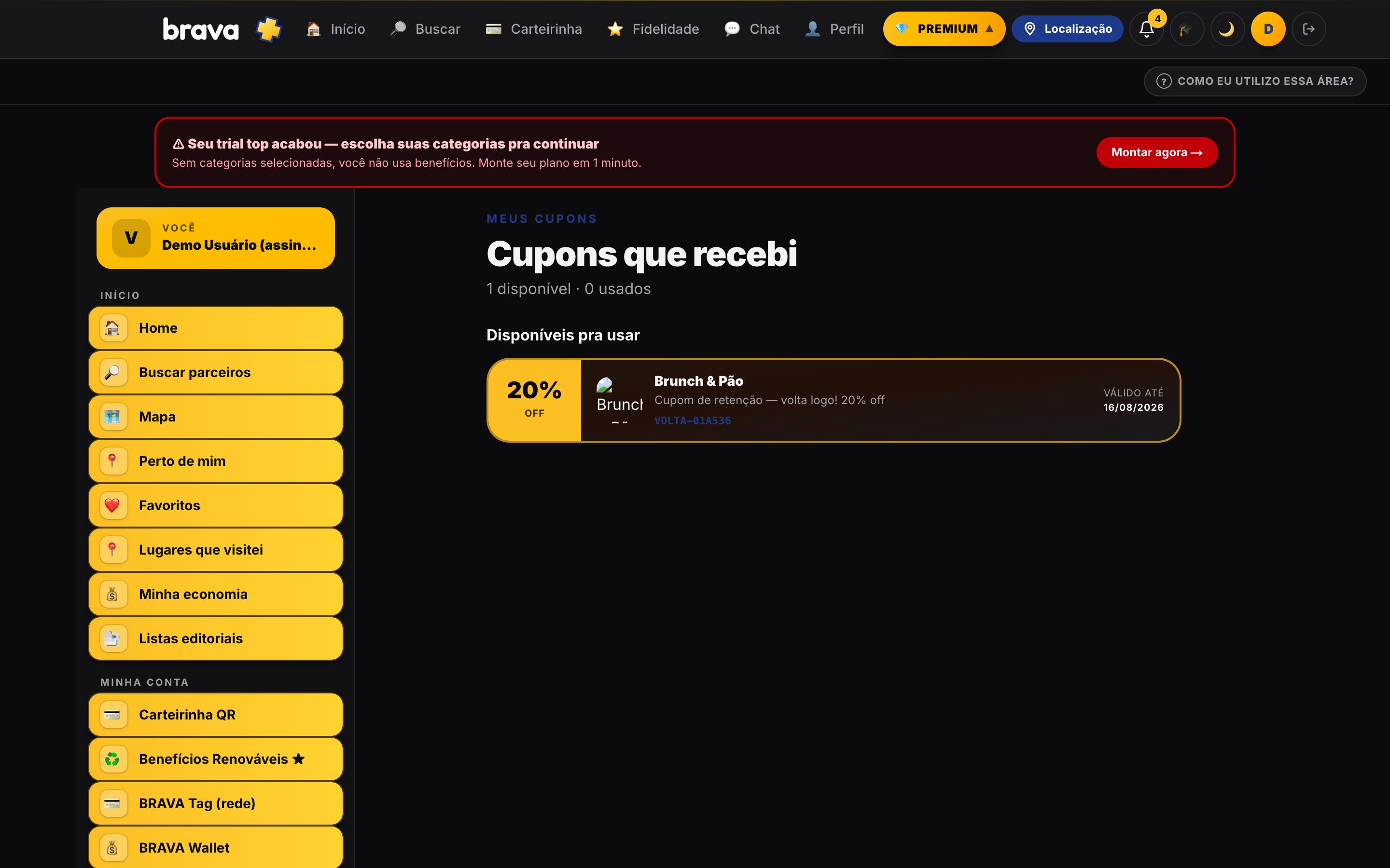 Cupons e benefícios