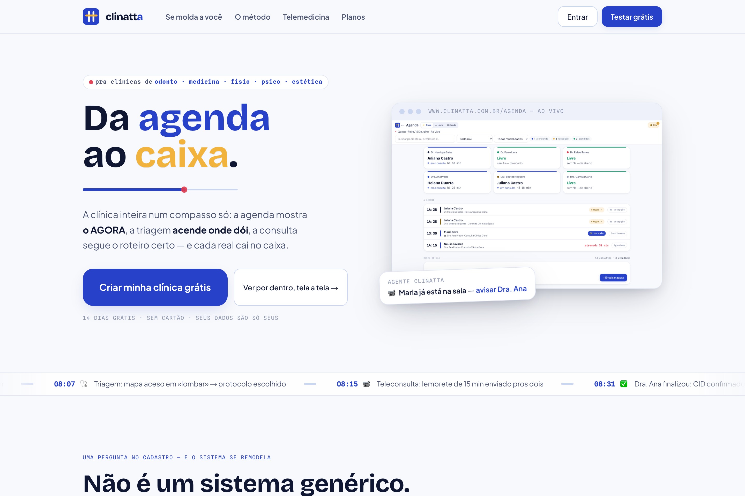 Landing — a porta de entrada de quem assina sozinho