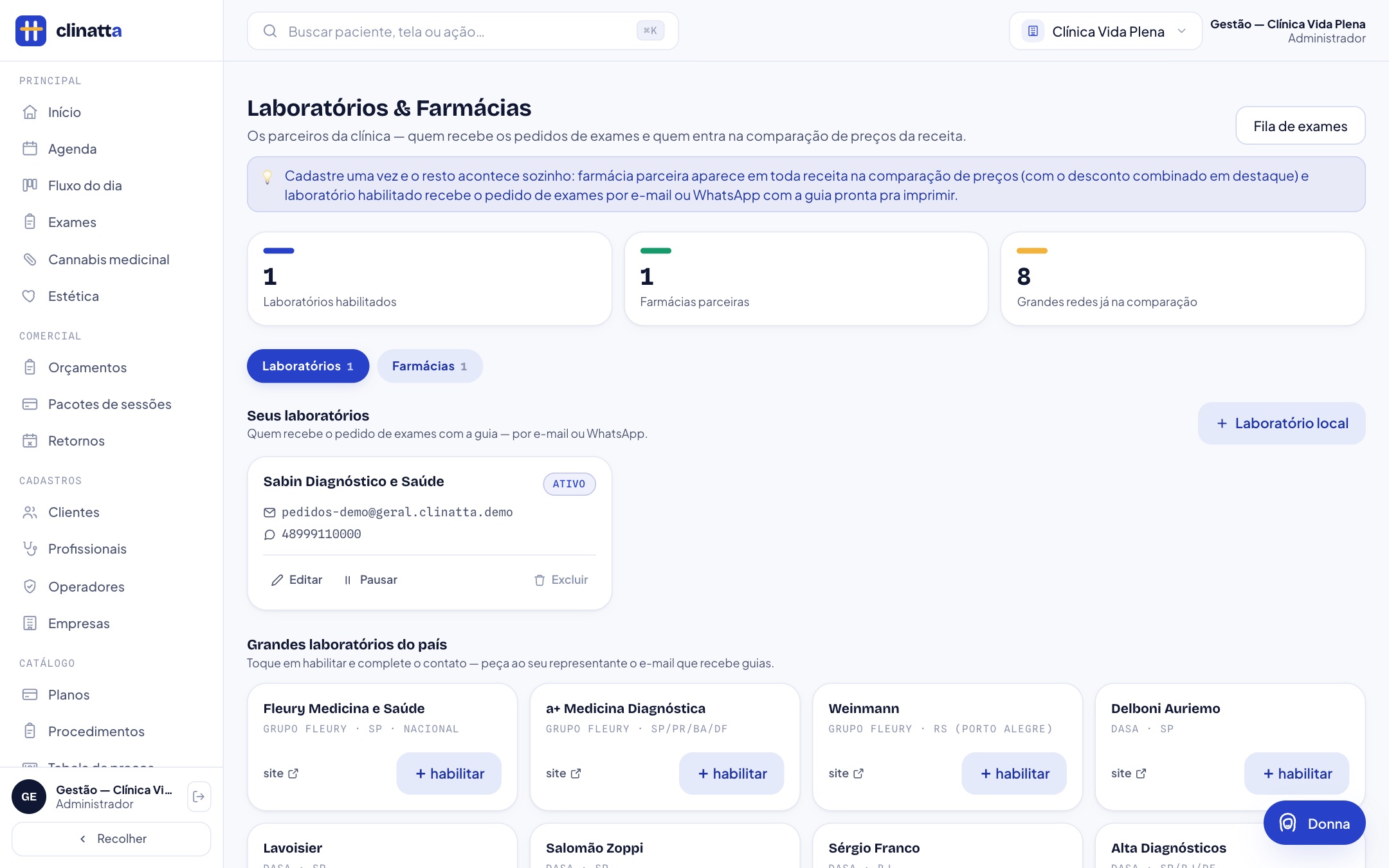 Laboratórios & farmácias parceiros da clínica