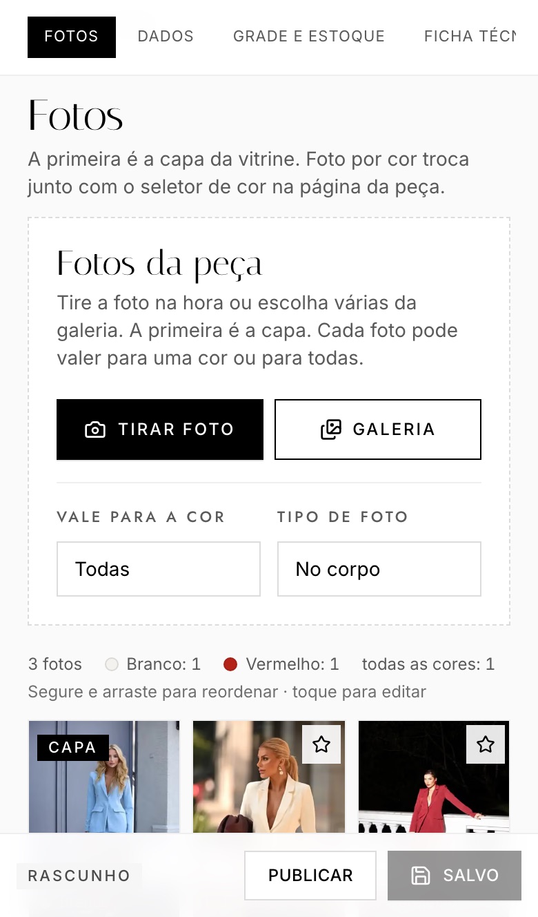 No celular: tirar a foto na hora ou escolher da galeria